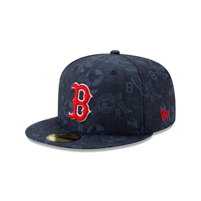 Boston Red Sox Gorra | New Era MLB Sketched 59fifty Fitted Cap Mexico - Azules